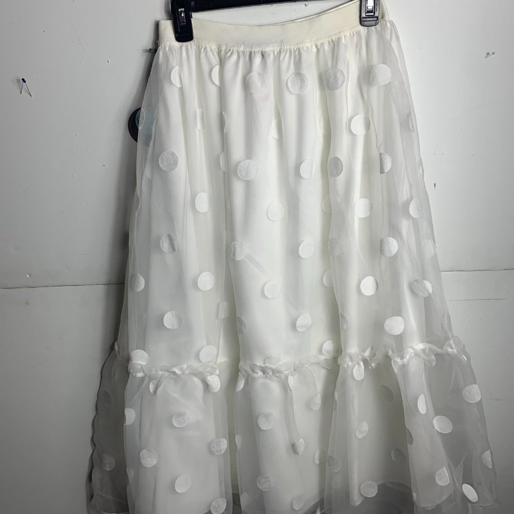Anthropologie Eva Franco Tulle Midi Skirt White Organza - Picture 6 of 6